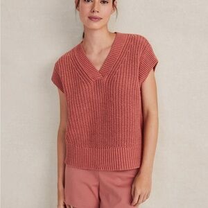 Haven Well Within Organic Cotton Linen Shaker Stitch V-neck Sweater vest - M